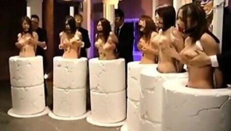 Helpless Oriental babes getting their big hooters massaged