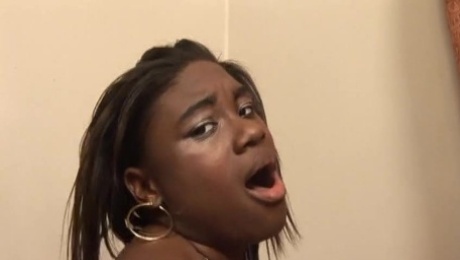 Black girl gets her boobs creamed after sucking and riding white dick
