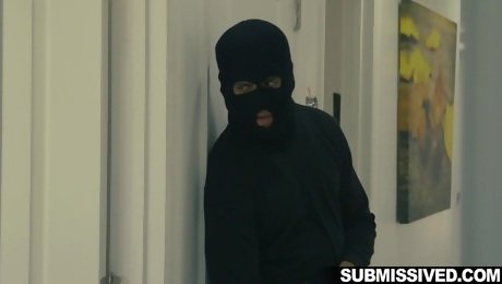 Masked robber ends up tearing her young pussy apart in rough scenes