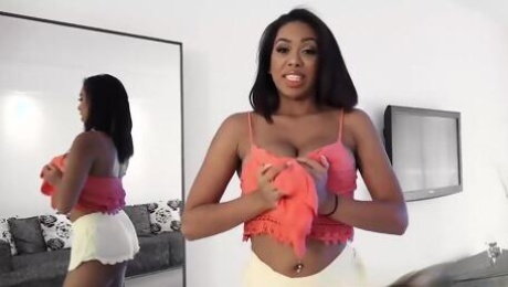 Ebony Katt Garcia with big tits getting filled and railed