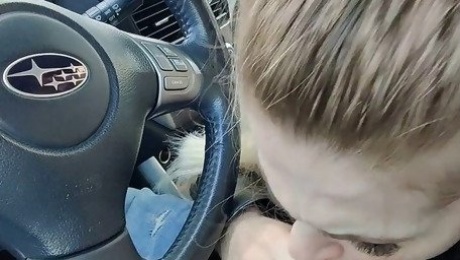 Passionate blowjob in the car