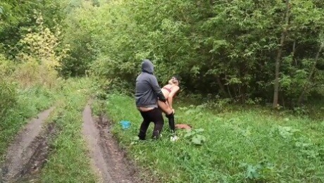 Mommy's trip to the forest for mushrooms ended with a fuck with a stranger. He came inside her