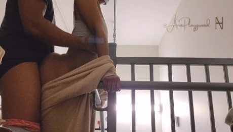 She traded me a Blowjob for Backshots.  Snuck a quickie in the stairwell.