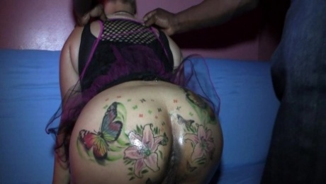 Hot ebony slut with inked butt - porn video