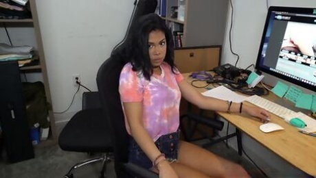 Video  Ebony teen Jeni Angel is fucking with a truly massive penis