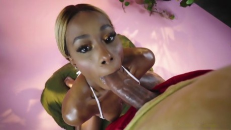 Video  Glamorous ebony model Kinsley Karter sucks a large black dick
