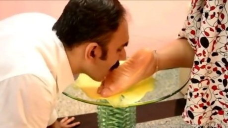 Icream licking of indian feet