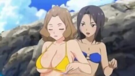 Anime busty girls on the beach